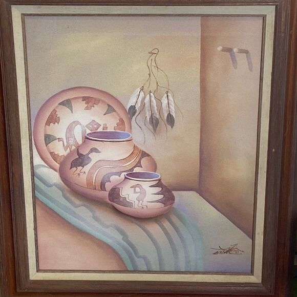 VTG,Myong Mario Native Jung Southwest Sand Art Painting Native American Frame - Picture 3 of 16